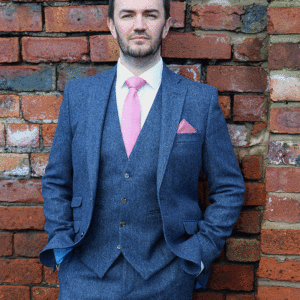 To Buy, Torre Blue Herringbone 100% Wool Tweed 3pc Suit