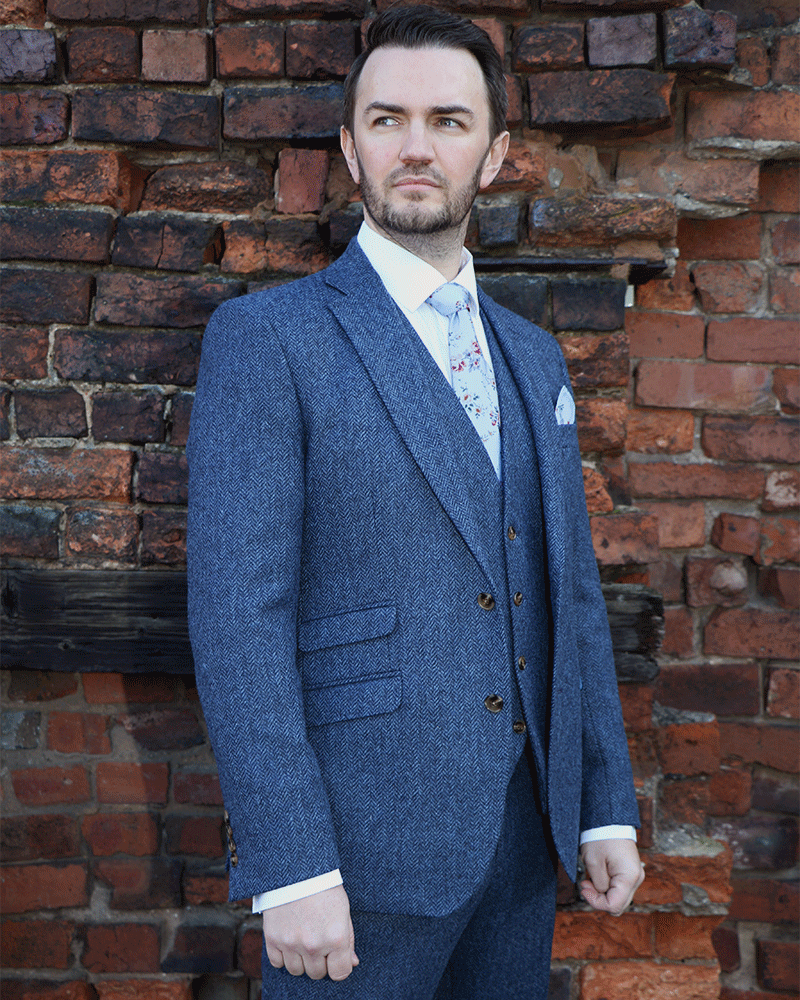 To Hire, Torre Blue Herringbone Tweed suit (full outfit) - Image 2
