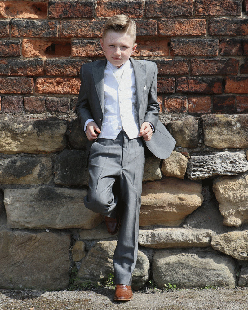To Hire, Boys Torre Silver Mohair Jacket Suit (full outfit) - Image 2