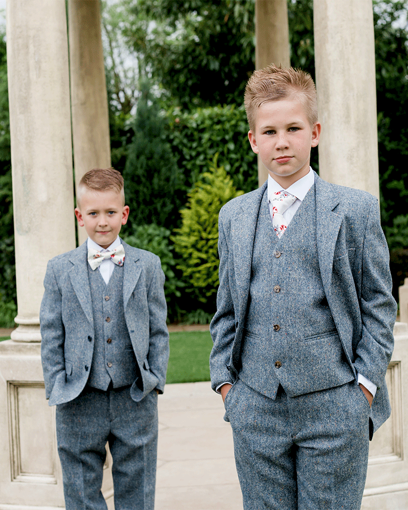 To Hire, Boys Torre Blue/Grey 100% wool Tweed Suit (full outfit) - Image 3