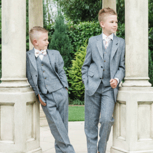 To Hire, Boys Torre Blue/Grey 100% wool Tweed Suit (full outfit)