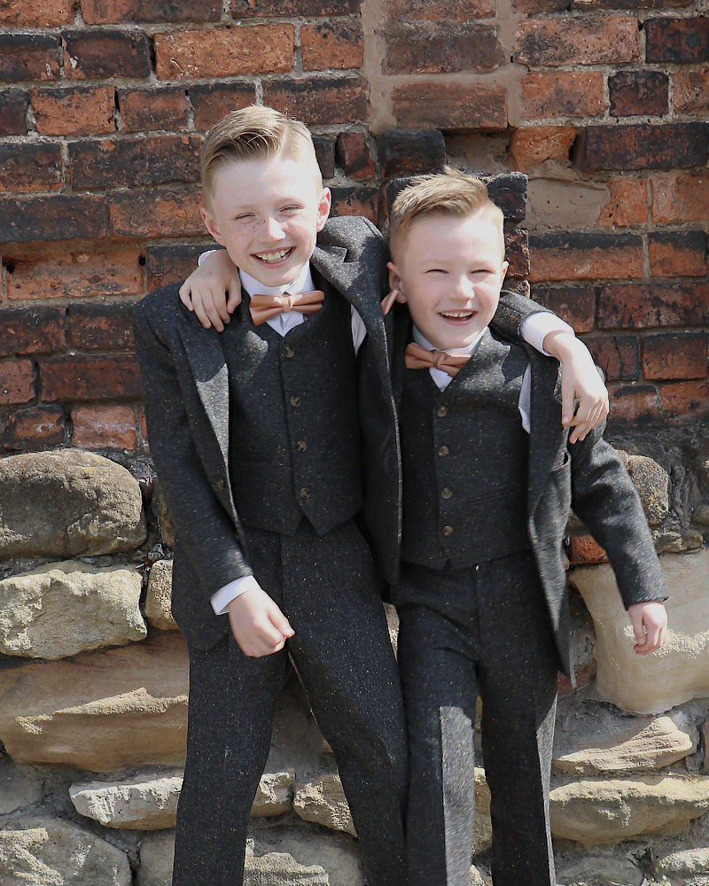 To Hire, Boys Torre Charcoal 100% wool Tweed Suit (full outfit) - Image 3