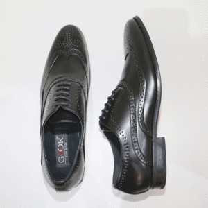 Mens Black Goor 370 Brogue Shoe