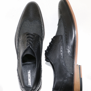 Mens Black/Tweed Roamers 9592 Brogue Shoe