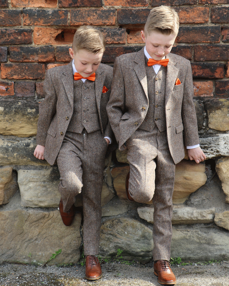 To Hire, Boys Torre Brown 100% wool Tweed Suit (full outfit) - Image 2