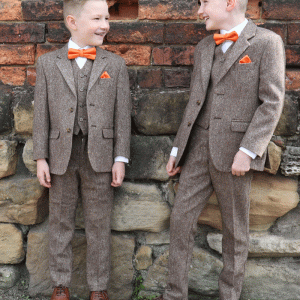To Hire, Boys Torre Brown 100% wool Tweed Suit (full outfit)