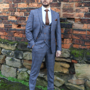 Marc Darcy Jenson Grey/Tan Checked 3pc Suit