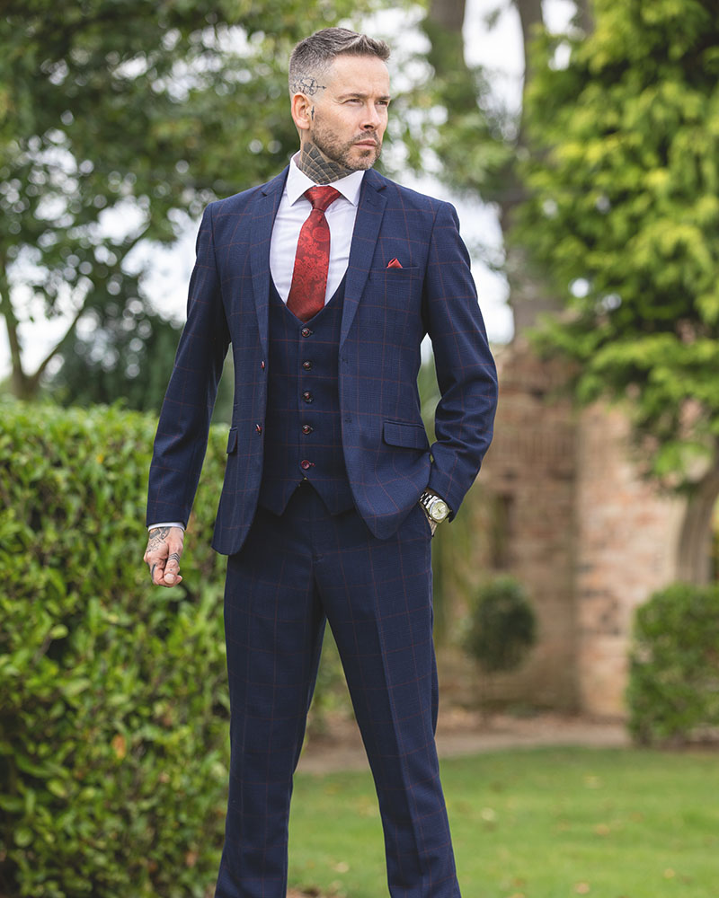 To Hire Marc Darcy Edinson Navy Wine Check (full outfit) - Image 4