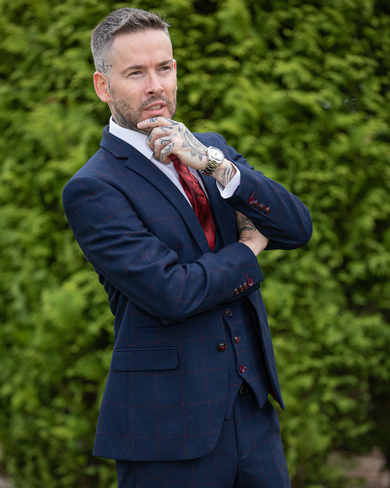 To Hire Marc Darcy Edinson Navy Wine Check (full outfit) - Image 3