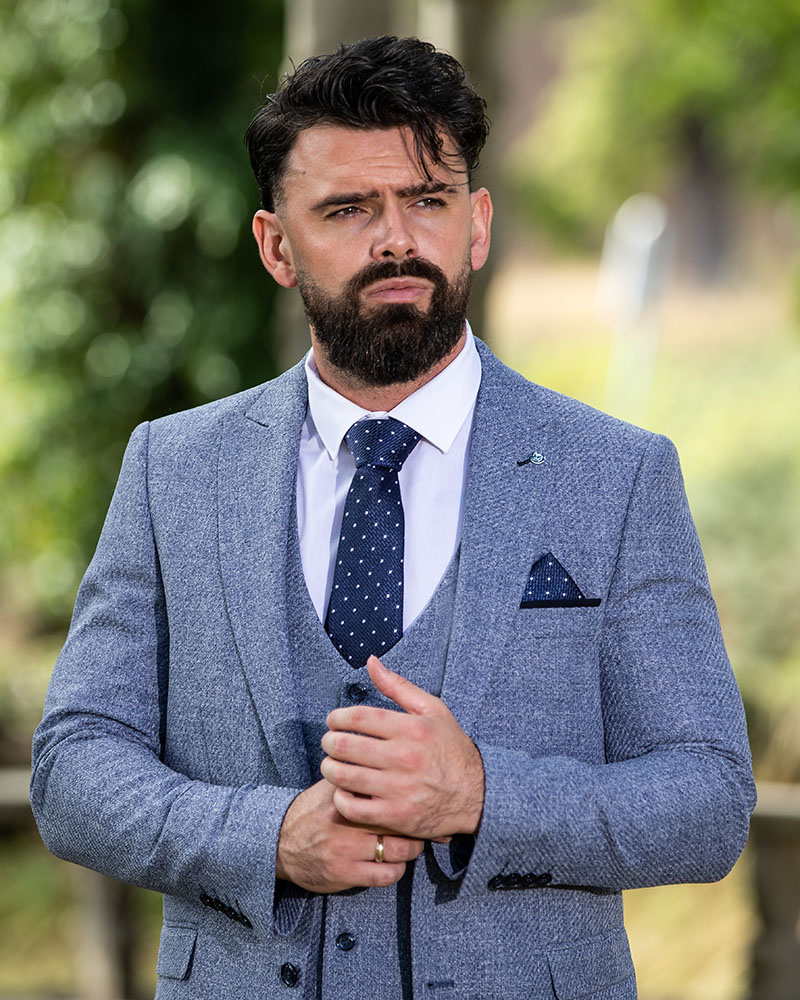 To Buy, Simon Blue Jacket and Waistcoat with contrasting Navy Trousers (Copy) - Image 4