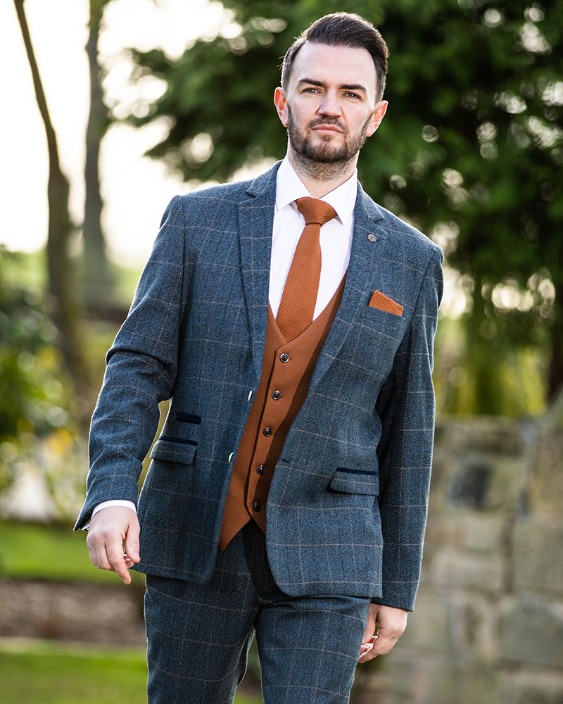 To Hire, Marc Darcy Scott Blue Checked Suit (full outfit) - Image 6
