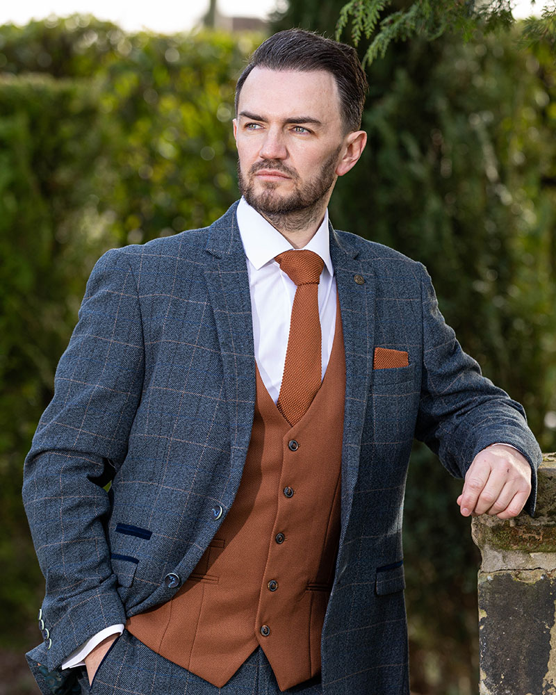 To Hire, Marc Darcy Scott Blue Checked Suit (full outfit) - Image 4