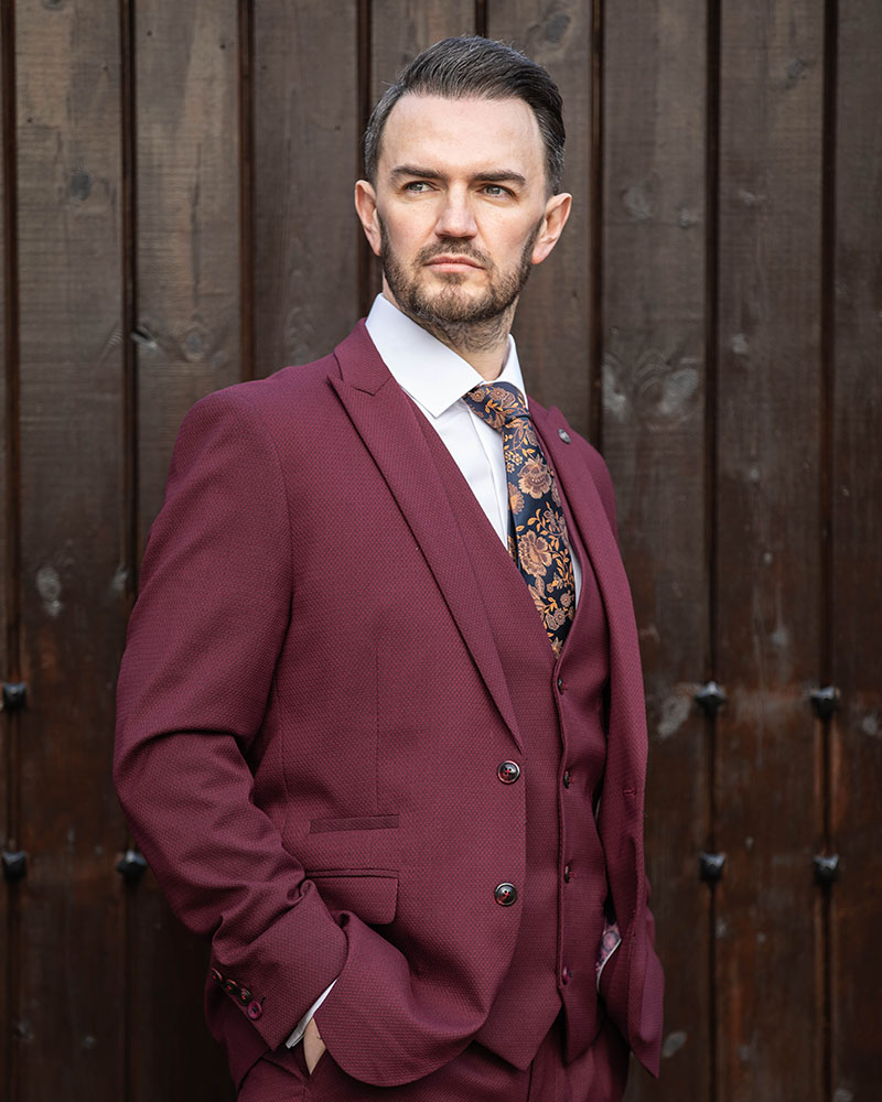 Marc Darcy Max Wine Plain 3pc Suit