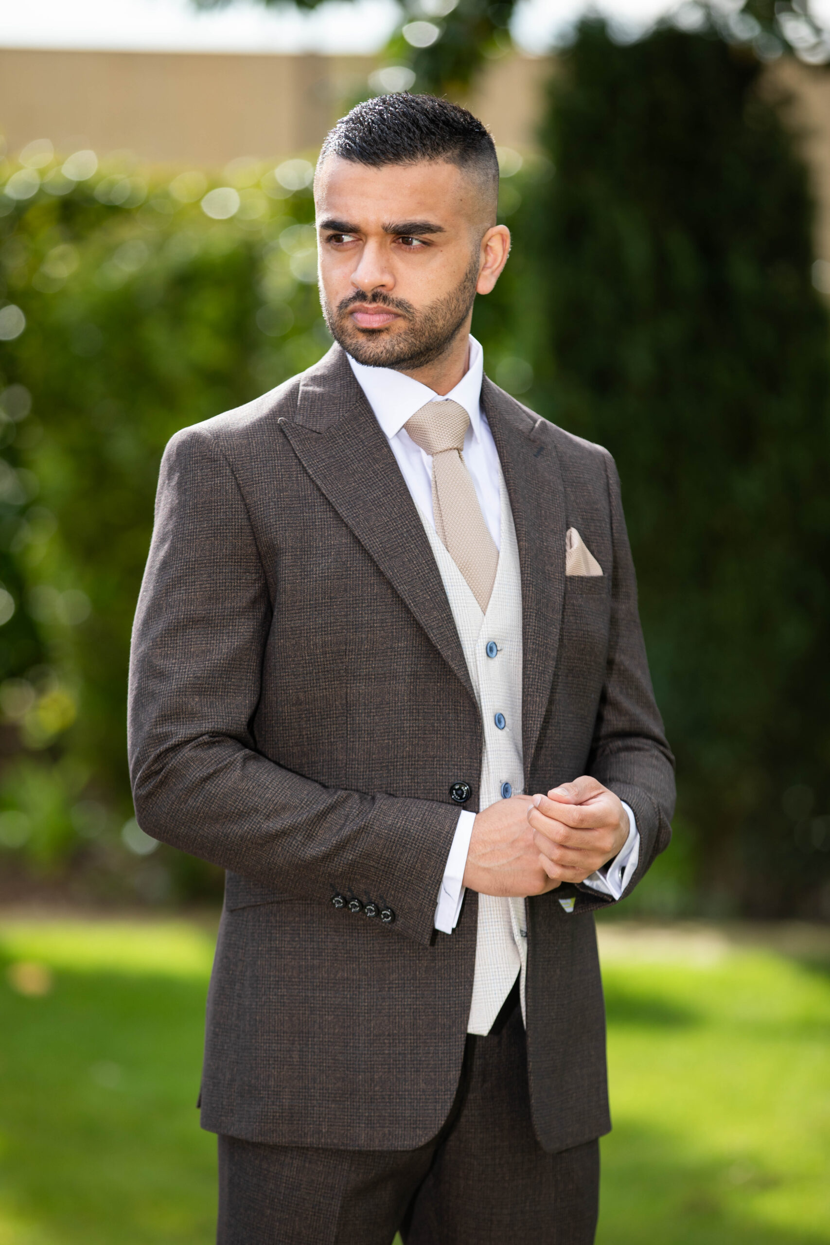 To Hire, Cavani Caridi Brown Checked Suit (full outfit) - Image 4